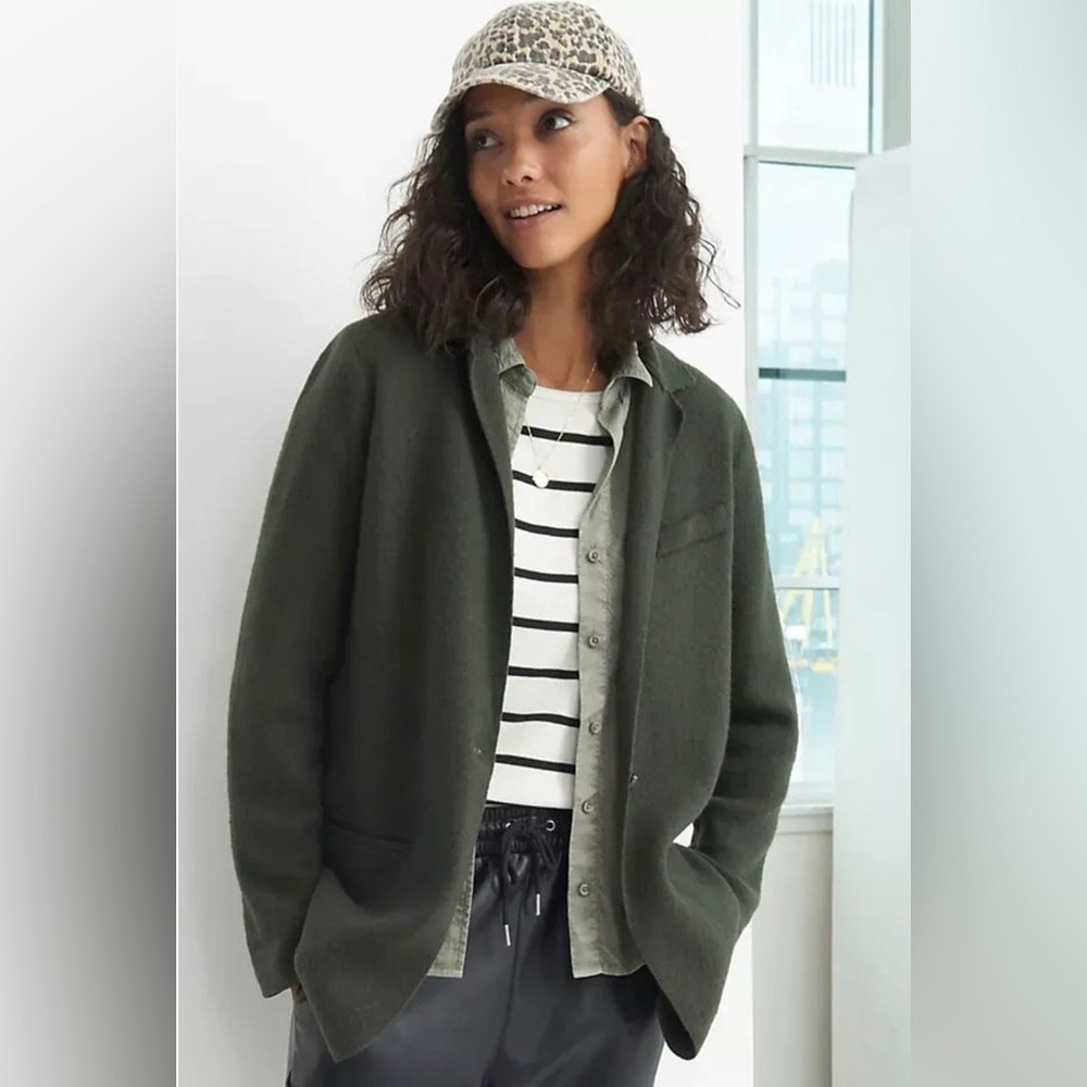NWT Anthropologie Rani Sweater Blazer Jacket Size Small Green Cotton/Wool Z382-3
